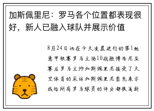 加斯佩里尼：罗马各个位置都表现很好，新人已融入球队并展示价值